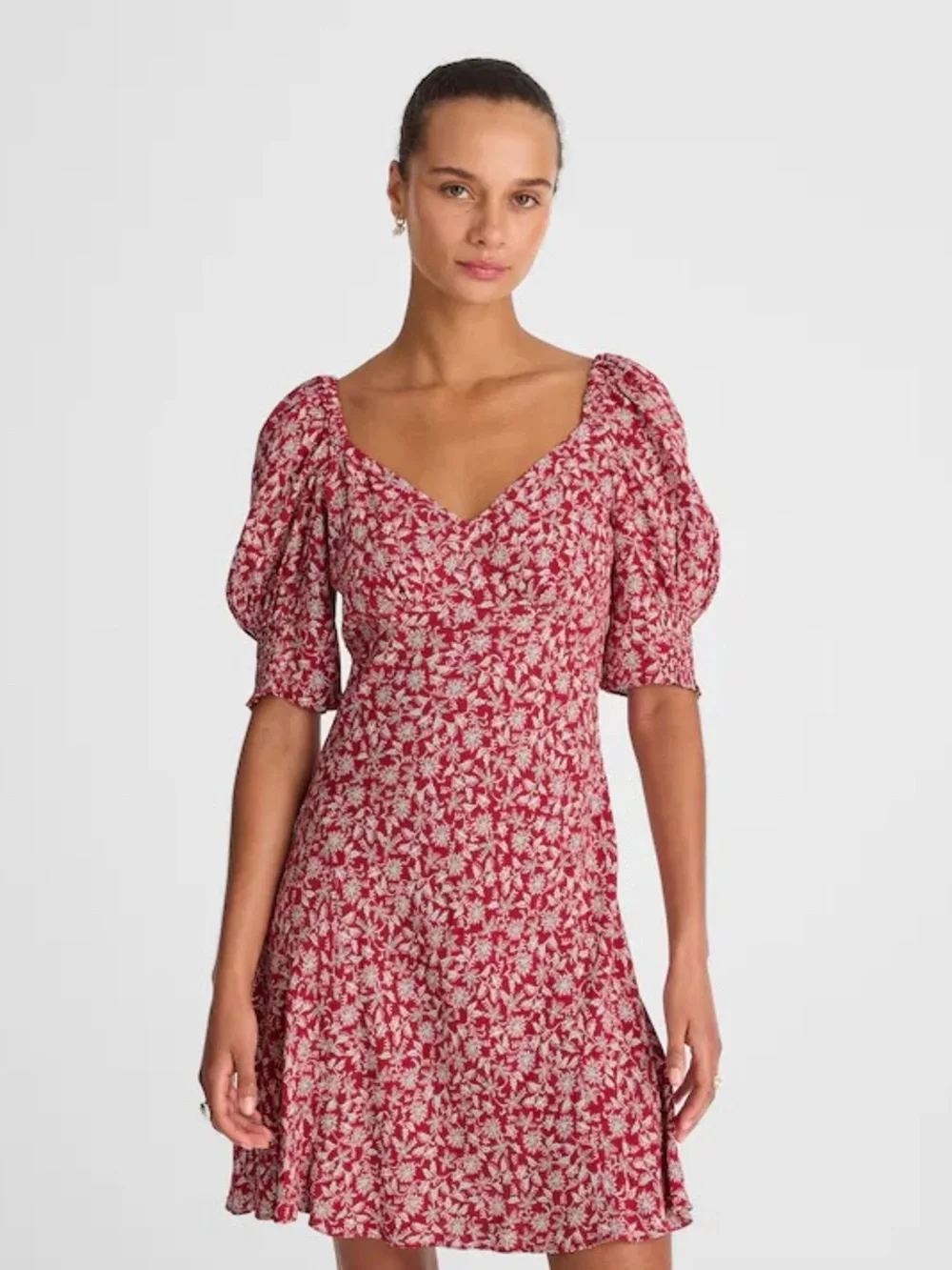 Madewell Puff-Sleeve Mini Dress in Floral Sz 6 - Picture 2 of 9